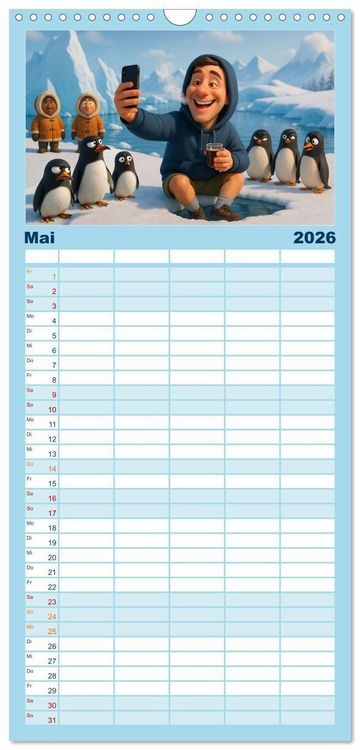 Produktbild: Familienplaner 2026 - K&auml;lteanbeter mit 5 Spalten (Wandkalender, 21 x 45 cm) CALVENDO