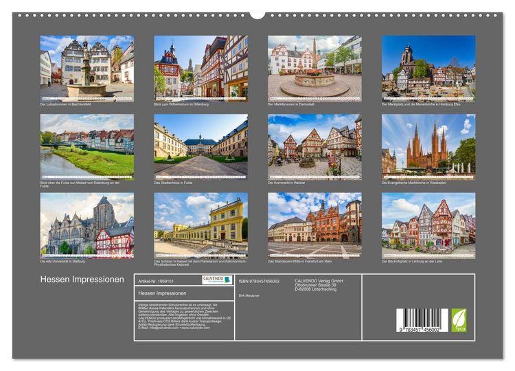Produktbild: Hessen Impressionen (hochwertiger Premium Wandkalender 2026 DIN A2 quer), Kunstdruck in Hochglanz