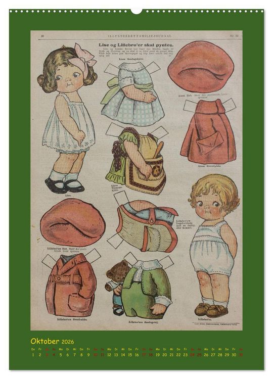 Produktbild: Dukke Lise Kalender - Anziehpuppen aus Papier (hochwertiger Premium Wandkalender 2026 DIN A2 hoch), Kunstdruck in Hochglanz