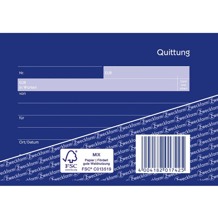 Produktbild: AVERY Zweckform Quittung Kleinunternehmer selbstdurchschreibend DIN A6 quer 2x40