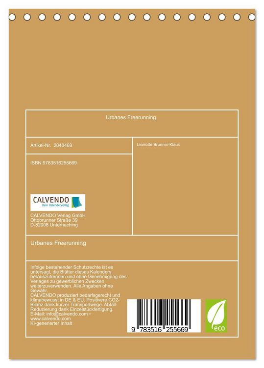 Produktbild: Urbanes Freerunning (Tischkalender 2026 DIN A5 hoch), CALVENDO Monatskalender