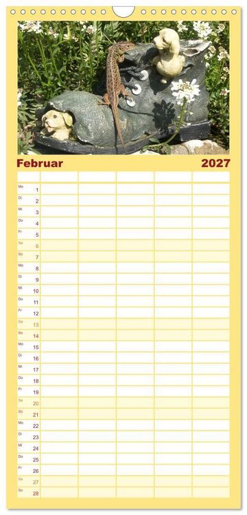 Produktbild: Familienplaner 2027 - Minisaurier im Garten mit 5 Spalten (Wandkalender, 21 x 45 cm) CALVENDO