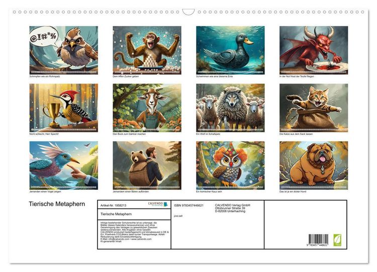 Produktbild: Tierische Metaphern (Wandkalender 2026 DIN A2 quer), CALVENDO Monatskalender