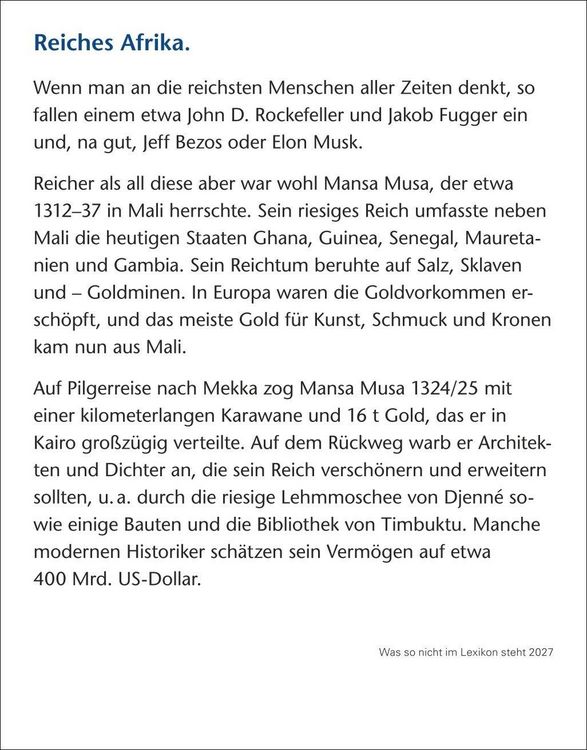 Produktbild: Was so nicht im Lexikon steht Tagesabrei&szlig;kalender 2027 - Kuriosit&auml;ten, Hist&ouml;rchen und merkw&uuml;rdige Geschichten