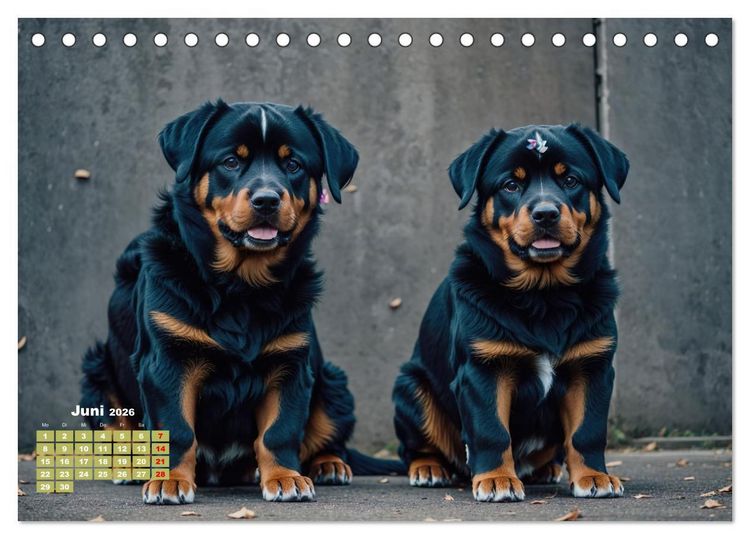 Produktbild: Majest&auml;tische Rottweiler: Ein Jahr voller Kraft und Loyalit&auml;t (Tischkalender 2026 DIN A5 quer), CALVENDO Monatskalender
