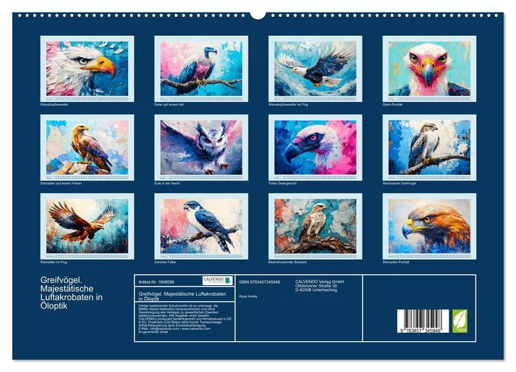 Produktbild: Greifv&ouml;gel. Majest&auml;tische Luftakrobaten in &Ouml;loptik (hochwertiger Premium Wandkalender 2026 DIN A2 quer), Kunstdruck in Hochglanz