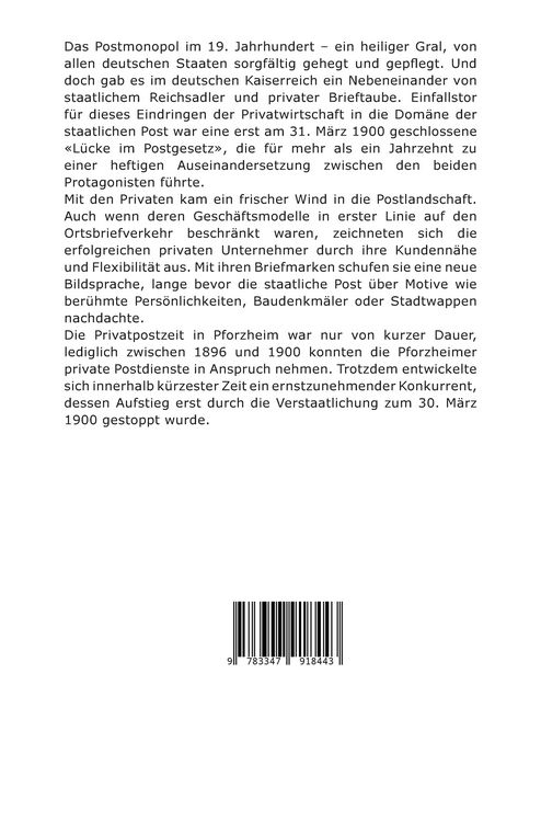 Produktbild: Reichsadler und Brieftaube: Private Postdienstleister in Pforzheim 1896 - 1900