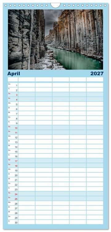 Produktbild: Familienplaner 2027 - Island - Rundreise im Oktober mit 5 Spalten (Wandkalender, 21 x 45 cm) CALVENDO