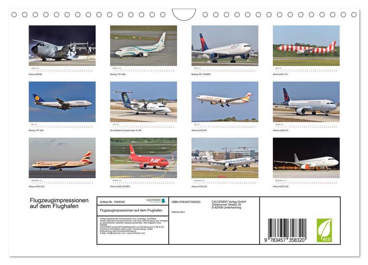 Produktbild: Flugzeugimpressionen auf dem Flughafen (Wandkalender 2026 DIN A4 quer), CALVENDO Monatskalender