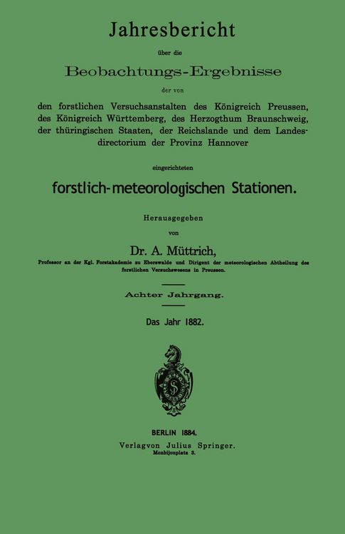 Produktbild: Jahresbericht &uuml;ber die Beobachtungs-Ergebnisse