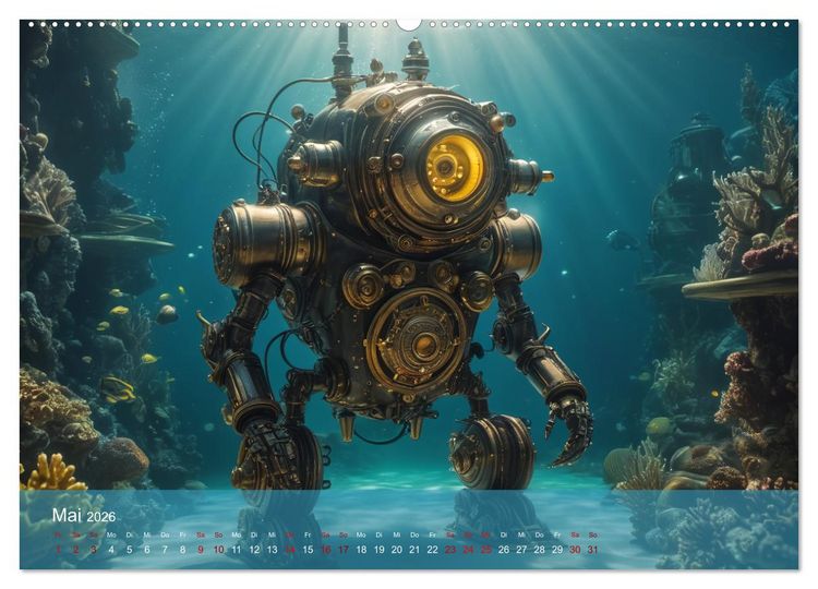 Produktbild: Steampunk - Unterwasser Roboter (Wandkalender 2026 DIN A2 quer), CALVENDO Monatskalender