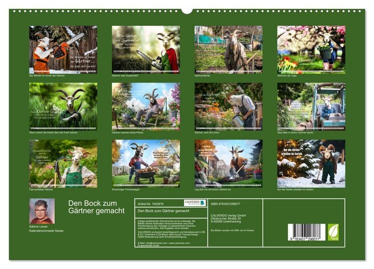 Produktbild: Den Bock zum G&auml;rtner gemacht (hochwertiger Premium Wandkalender 2026 DIN A2 quer), Kunstdruck in Hochglanz
