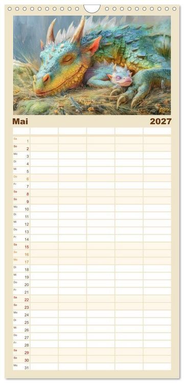 Produktbild: Familienplaner 2027 - Ewige Drachenliebe - Eine zeitlose Faszination mit 5 Spalten (Wandkalender, 21 x 45 cm) CALVENDO