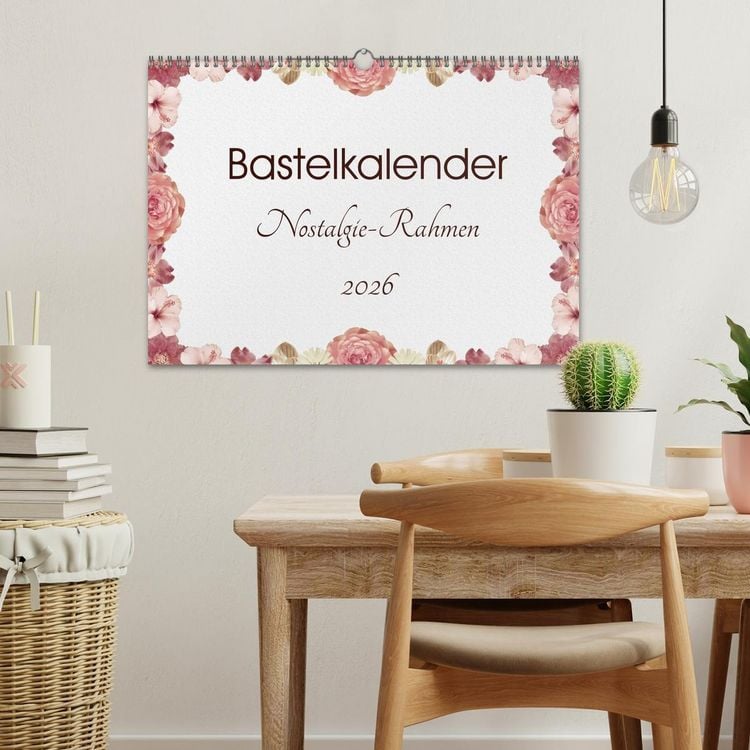Produktbild: Bastelkalender Nostalgie-Rahmen 2026 (Wandkalender 2026 DIN A3 quer), CALVENDO Monatskalender