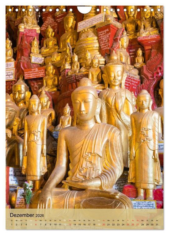 Produktbild: BUDDHA in GOLD (Wandkalender 2026 DIN A4 hoch), CALVENDO Monatskalender