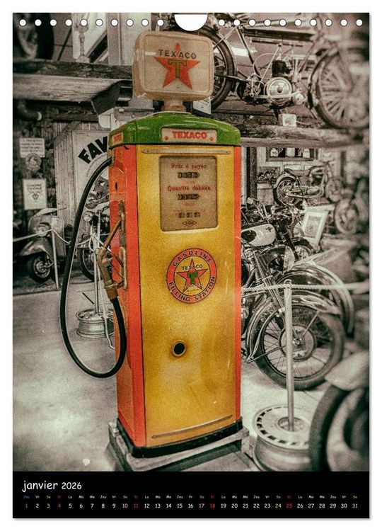 Produktbild: POMPES &Agrave; ESSENCE VINTAGE (Calendrier mural 2026 DIN A4 horizontal), CALVENDO calendrier mensuel