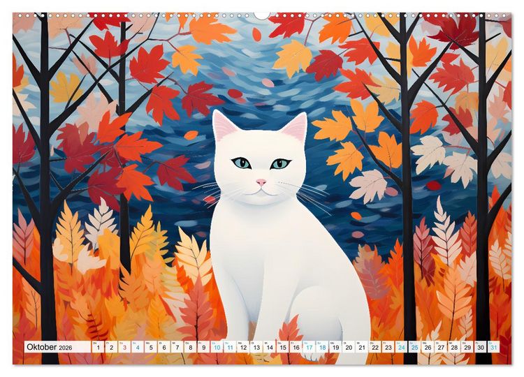 Produktbild: Kunstvolle Katzen (Wandkalender 2026 DIN A2 quer), CALVENDO Monatskalender