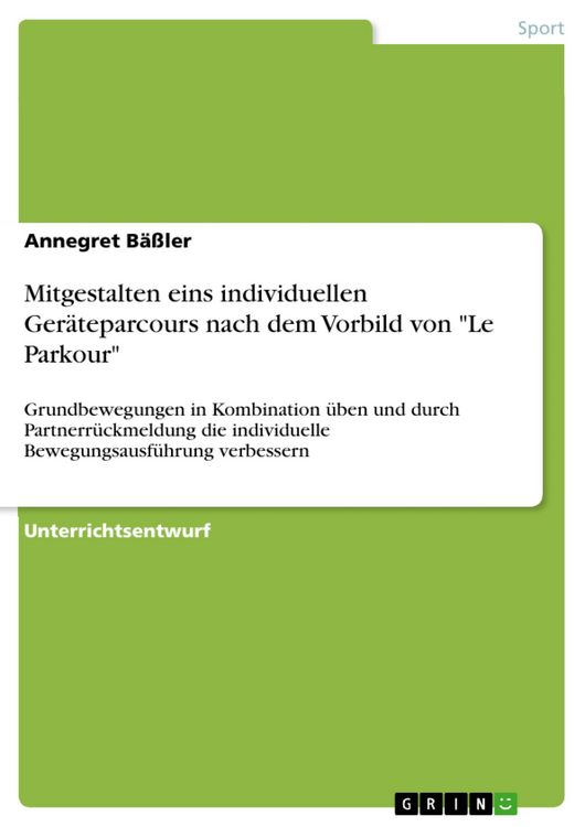 Produktbild: Mitgestalten eins individuellen Ger&auml;teparcours nach dem Vorbild von 'Le Parkour'