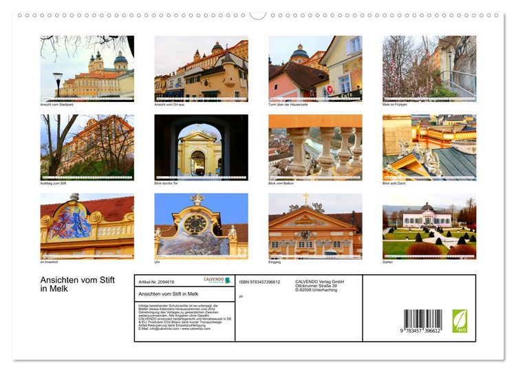 Produktbild: Ansichten vom Stift in Melk (hochwertiger Premium Wandkalender 2026 DIN A2 quer), Kunstdruck in Hochglanz
