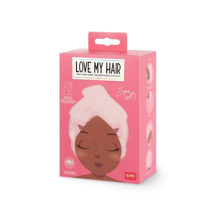Produktbild: Legami Turban-Handtuch f&uuml;r die Haare - Love my Hair - K&auml;tzchen