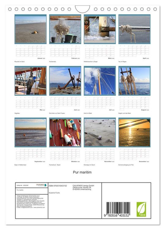 Produktbild: Pur maritim (Wandkalender 2026 DIN A4 hoch), CALVENDO Monatskalender