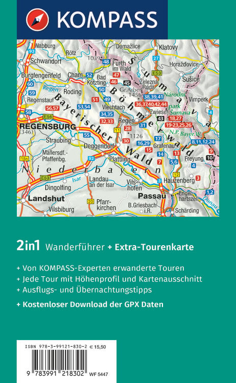 Produktbild: KOMPASS Wanderf&uuml;hrer Bayerischer Wald, Cham, Bodenmais, Zwiesel, Freyung, Passau, 60 Touren