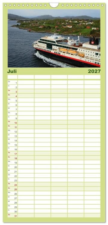 Produktbild: Familienplaner 2027 - Hurtigruten - Entlang der norwegischen K&uuml;ste mit 5 Spalten (Wandkalender, 21 x 45 cm) CALVENDO