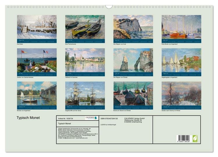 Produktbild: Typisch Monet (Wandkalender 2026 DIN A2 quer), CALVENDO Monatskalender