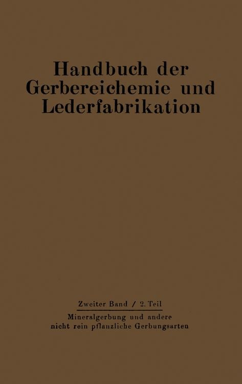 Produktbild: Mineralgerbung und andere nicht rein pflanzliche Gerbungsarten