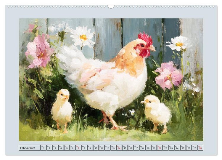 Produktbild: Federleichte Nostalgie. H&uuml;hner, Enten und G&auml;nse in duftigen Momenten (hochwertiger Premium Wandkalender 2027 DIN A2 quer), Kunstdruck in Hochglanz
