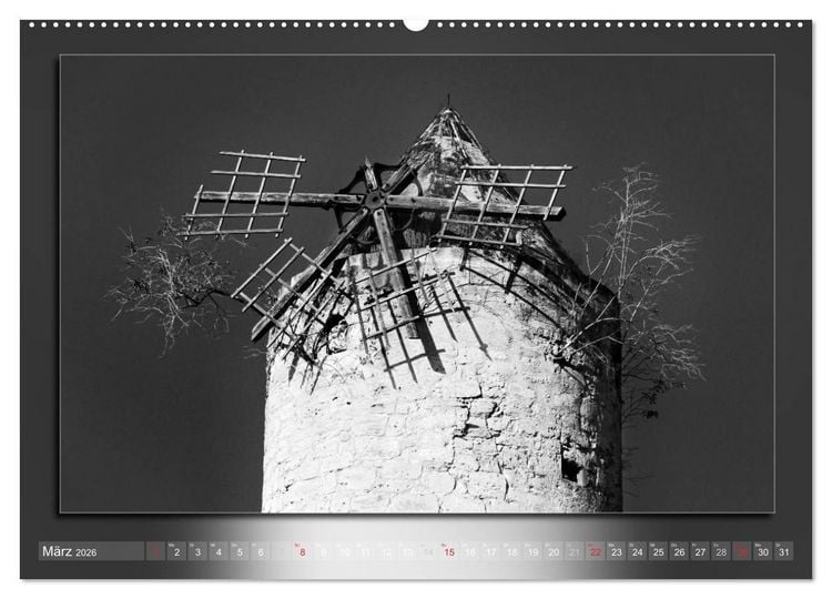 Produktbild: Mallorca Schwarz Wei&szlig; (hochwertiger Premium Wandkalender 2026 DIN A2 quer), Kunstdruck in Hochglanz