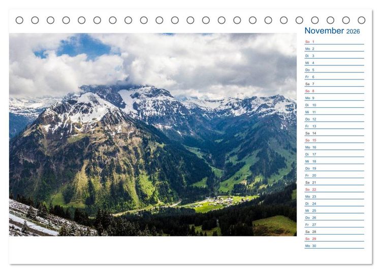 Produktbild: Region Oberstdorf - Kleinwalsertal und Nebelhorn (Tischkalender 2026 DIN A5 quer), CALVENDO Monatskalender