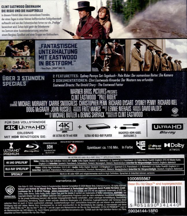 Produktbild: Pale Rider - Der namenlose Reiter (4K Ultra HD) (+ Blu-ray)