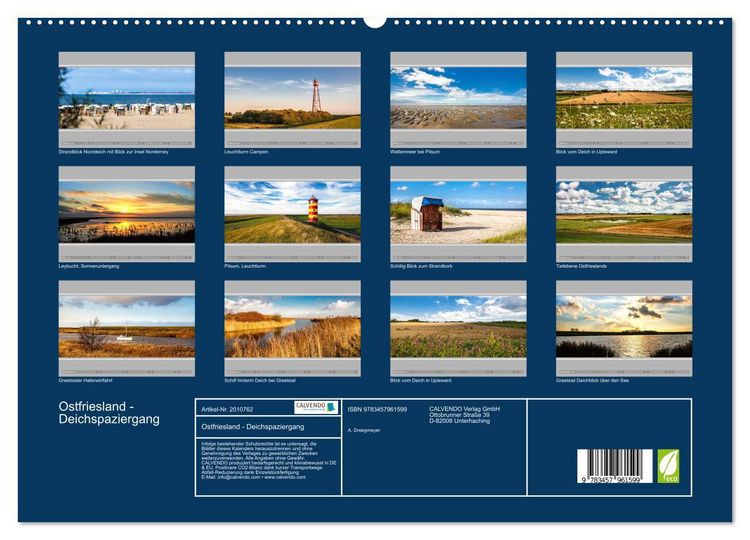 Produktbild: Ostfriesland - Deichspaziergang (hochwertiger Premium Wandkalender 2026 DIN A2 quer), Kunstdruck in Hochglanz