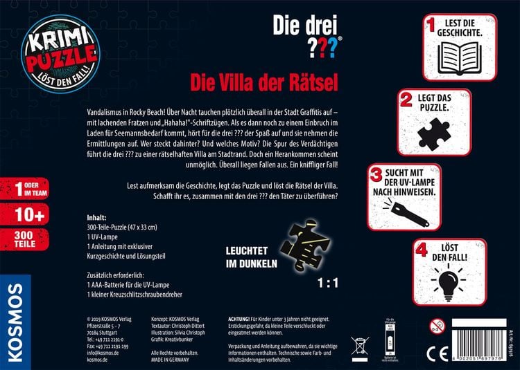 Produktbild: Krimipuzzle Die drei ??? Die Villa der R&auml;tsel