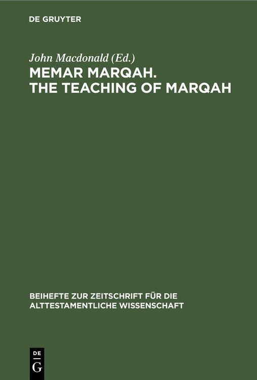 Produktbild: Memar Marqah. The Teaching of Marqah