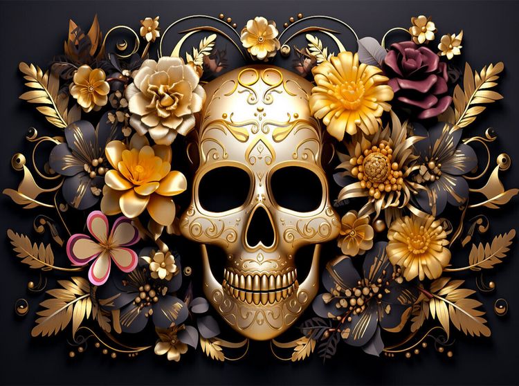 Produktbild: CALVENDO Puzzle Gold Skull | 2000 Teile Lege-Gr&ouml;&szlig;e 90x67cm Foto-Puzzle f&uuml;r gl&uuml;ckliche Stunden