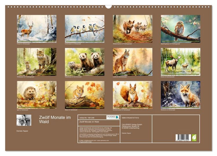 Produktbild: Zw&ouml;lf Monate im Wald (Wandkalender 2026 DIN A2 quer), CALVENDO Monatskalender
