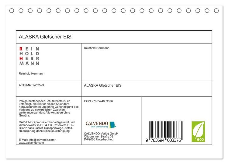 Produktbild: ALASKA Gletscher EIS (Tischkalender 2027 DIN A5 quer), CALVENDO Monatskalender