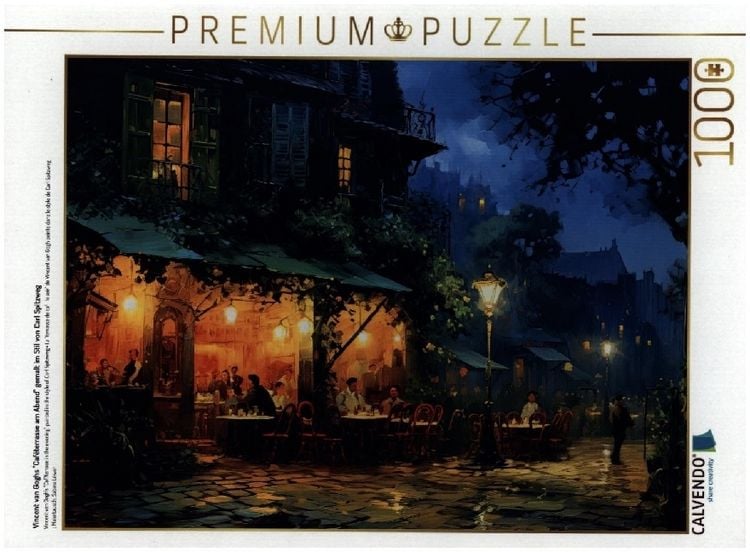 Produktbild: CALVENDO Puzzle Vincent van Goghs "Caf&eacute;terrasse am Abend" gemalt im Stil von Carl Spitzweg | 1000 Teile Lege-Gr&ouml;&szlig;e 64x48cm Foto-Puzzle f&uuml;r gl&uuml;ckliche