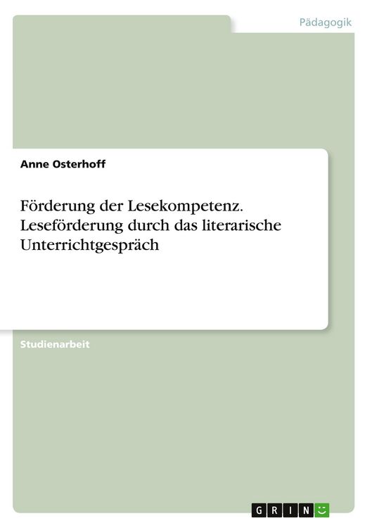Produktbild: Osterhoff, A: F&ouml;rderung der Lesekompetenz. Lesef&ouml;rderung dur