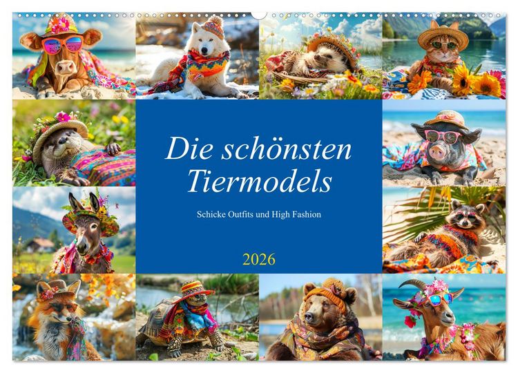 Produktbild: Die sch&ouml;nsten Tiermodels. Schicke Outfits und High Fashion (Wandkalender 2026 DIN A2 quer), CALVENDO Monatskalender