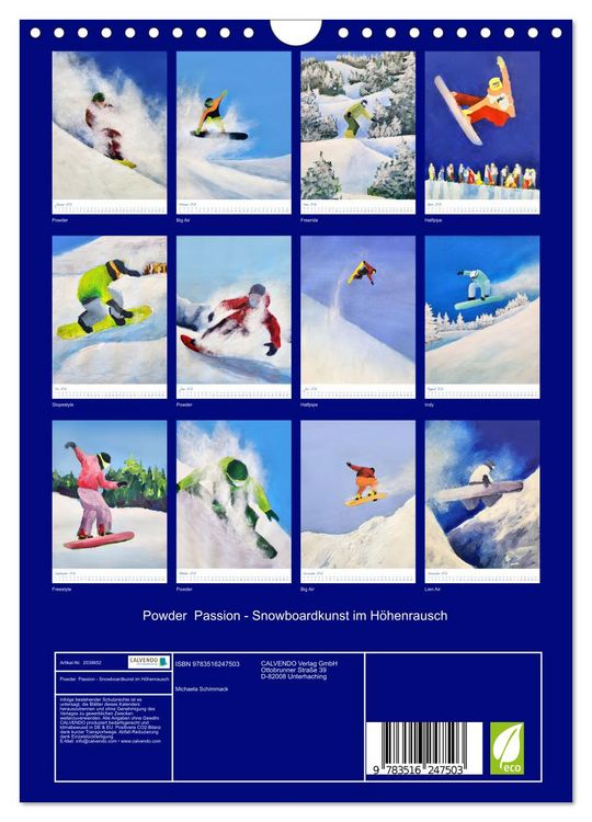 Produktbild: Powder Passion - Snowboardkunst im H&ouml;henrausch (Wandkalender 2026 DIN A4 hoch), CALVENDO Monatskalender