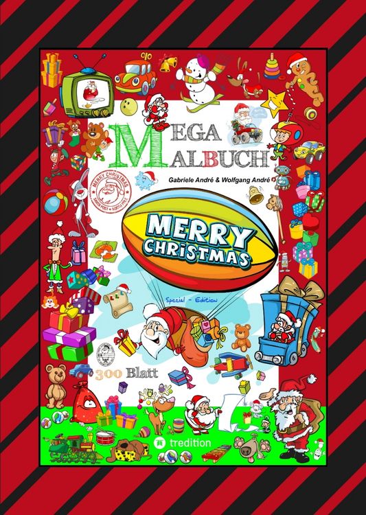 Produktbild: Mega Malbuch - 300 Seiten Wunderbare Weihnachtsmotive - Witzige Themen - Santa Claus - Schneem&auml;nner - Tiere
