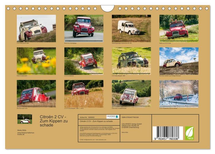 Produktbild: Citro&euml;n 2 CV - Zum Kippen zu schade (Wandkalender 2026 DIN A4 quer), CALVENDO Monatskalender