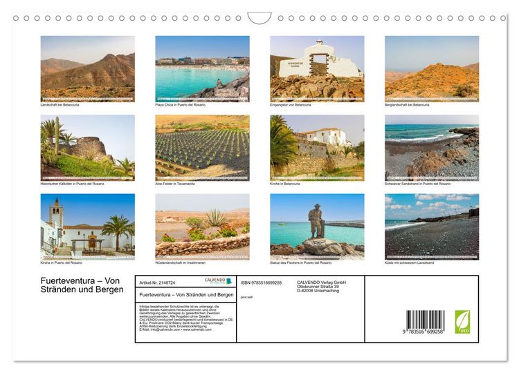 Produktbild: Fuerteventura &ndash; Von Str&auml;nden und Bergen (Wandkalender 2026 DIN A3 quer), CALVENDO Monatskalender