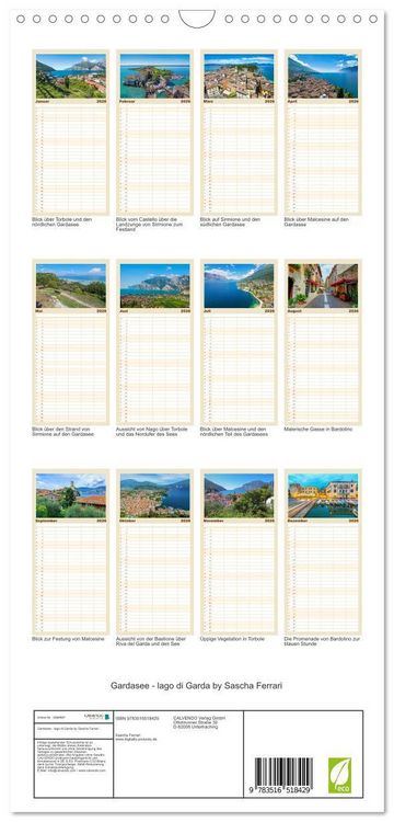 Produktbild: Familienplaner 2026 - Gardasee - lago di Garda by Sascha Ferrari mit 5 Spalten (Wandkalender, 21 x 45 cm) CALVENDO