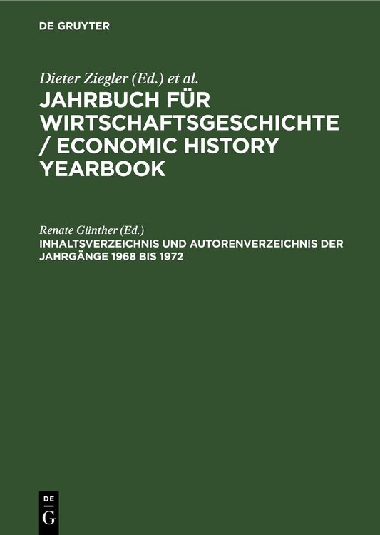 Produktbild: Inhaltsverzeichnis und Autorenverzeichnis der Jahrg&auml;nge 1968 bis 1972