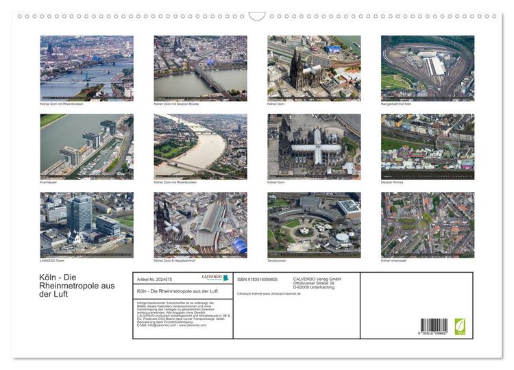 Produktbild: K&ouml;ln - Die Rheinmetropole aus der Luft (Wandkalender 2026 DIN A2 quer), CALVENDO Monatskalender