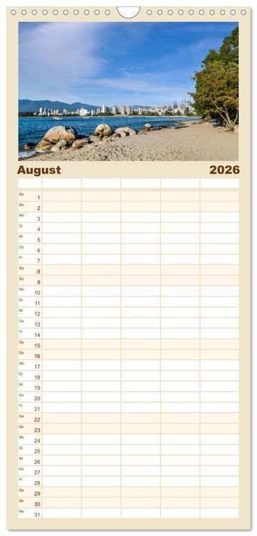 Produktbild: Familienplaner 2026 - VANCOUVER K&uuml;stencharme und Urbanit&auml;t mit 5 Spalten (Wandkalender, 21 x 45 cm) CALVENDO
